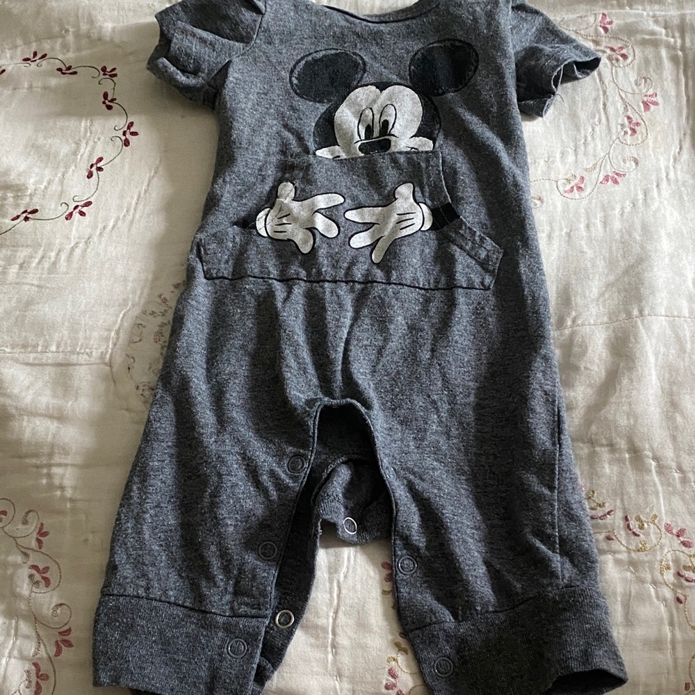 Disney Gray Mickey Mouse Kids Bodysuit